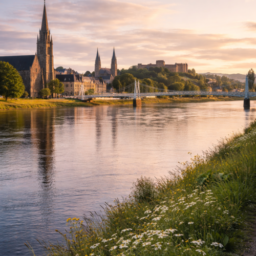 Inverness from the banks of the river